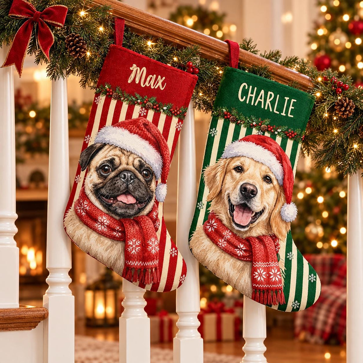 personalized pet christmas stocking, Dog Photo Portrait Stockings