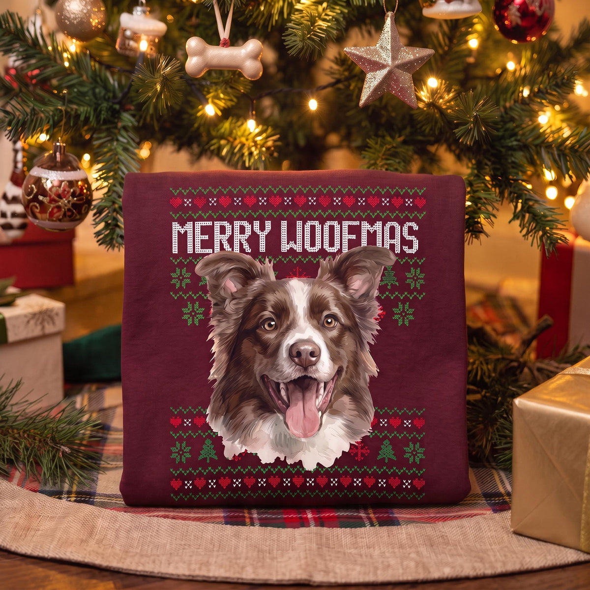 Custom Dog Christmas Sweater, Merry Woofmas Dog Photo Sweatshirt L