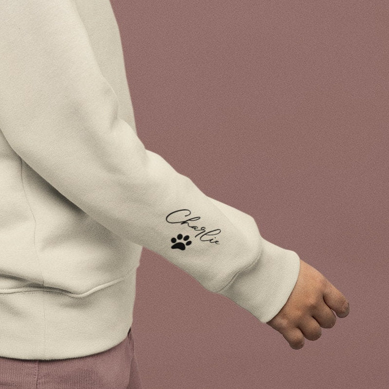 Custom Pet Portrait Sweatshirt, Photo Crewneck, Name On Sleeve XL