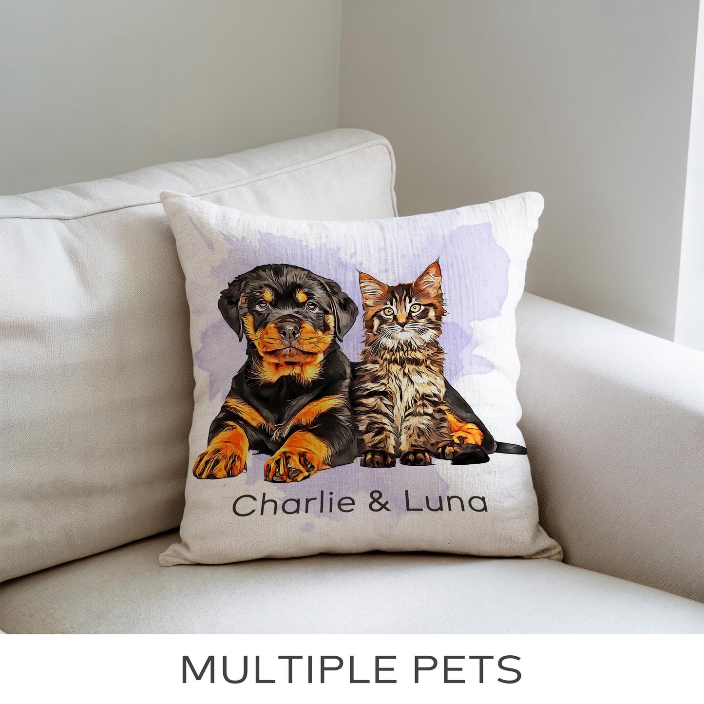Personalized Watercolor Art Dog Pillow
