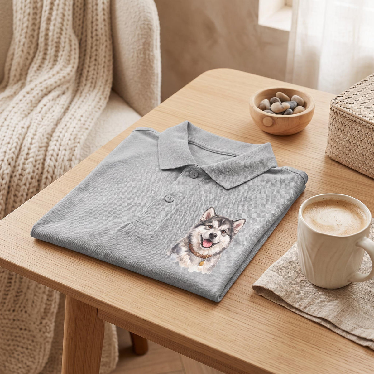 Custom Pet Polo Shirt, Youth DryBlend 6oz XL, Watercolor Portrait