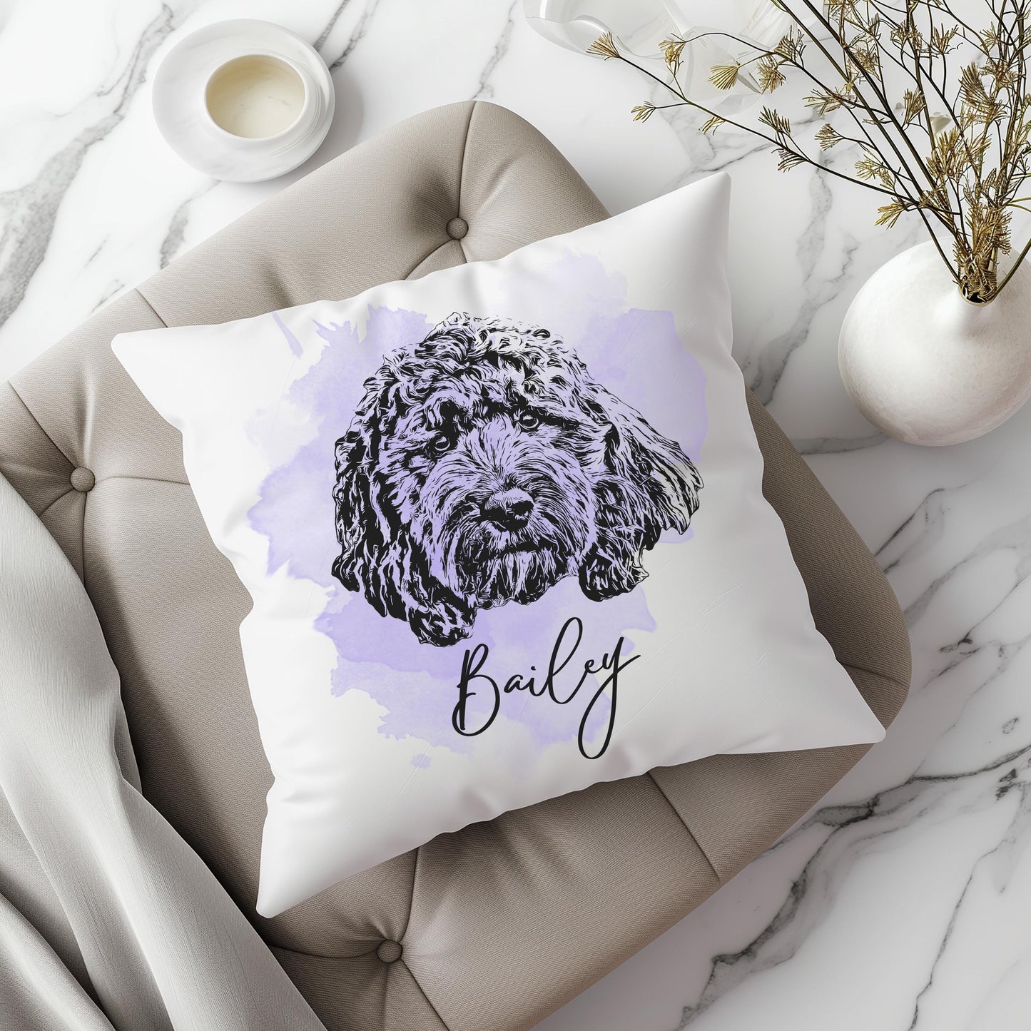Custom Dog Watercolor Pillow