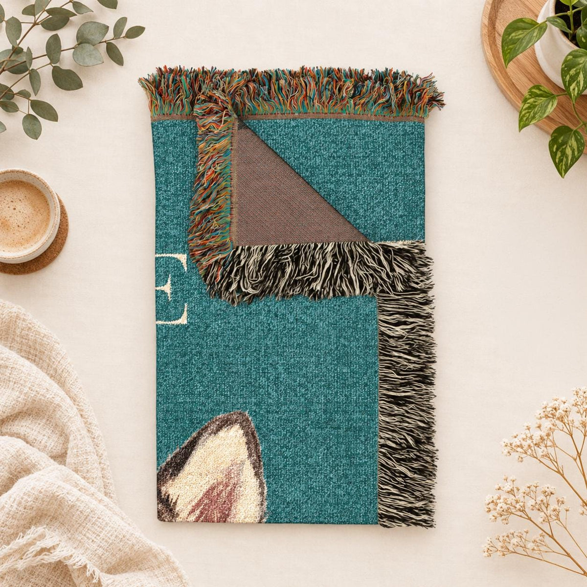 custom pet photo blanket, Personalized Woven Cotton Pet Portrait
