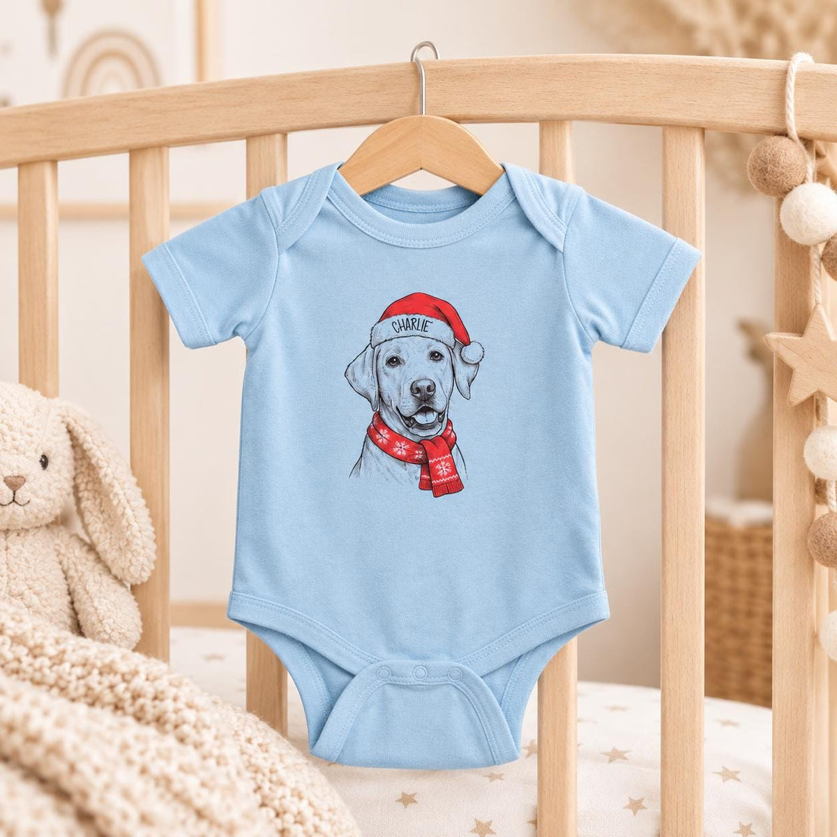 Custom Pet Photo Onesie, Baby Christmas Watercolor Pet Portraits!