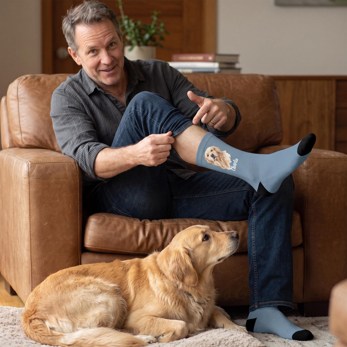 Custom Pet Socks, Personalized Photo Crew Socks, Dog Mom Gift Set