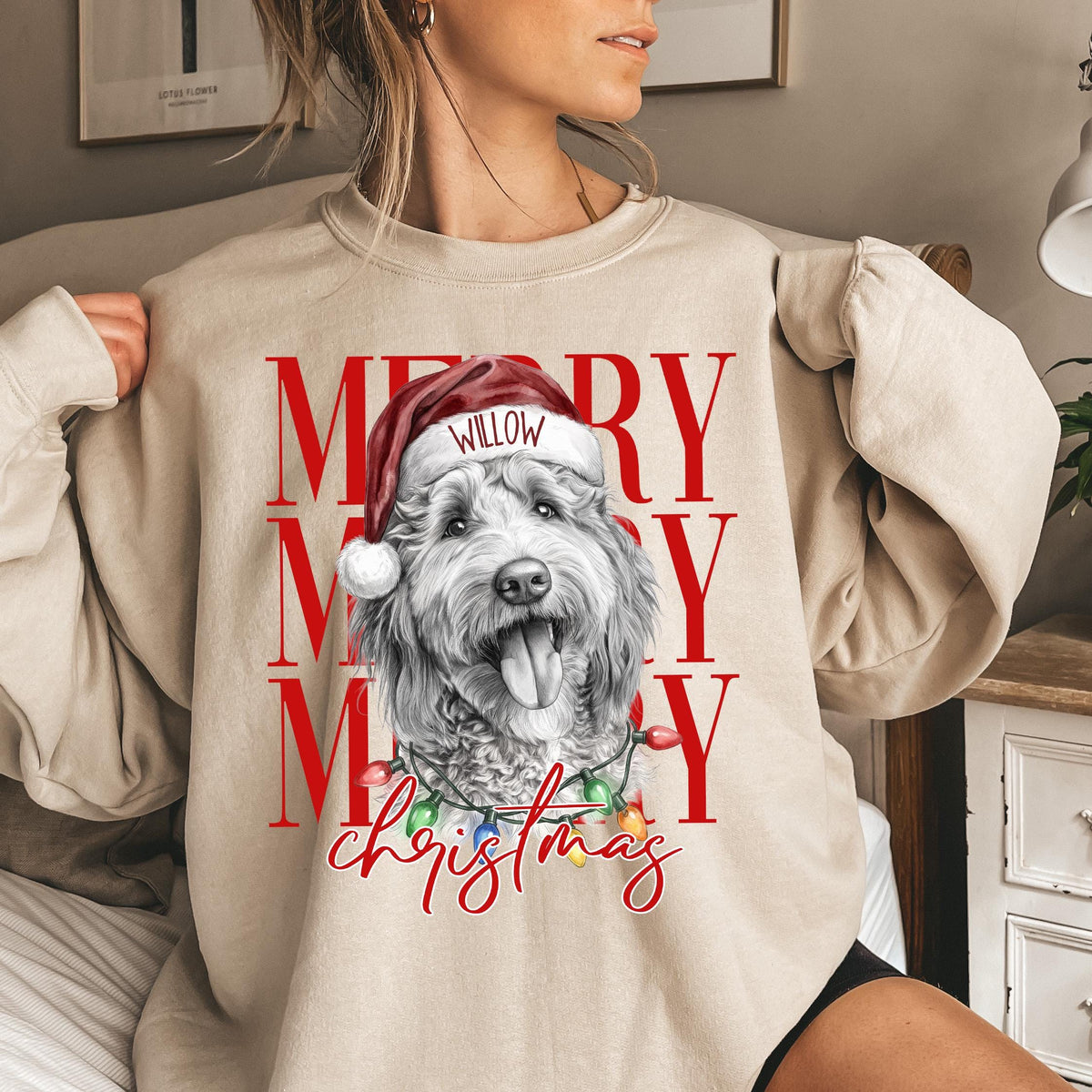 Custom Pet Christmas Sweatshirt', Personalized Photo Pet Portrait
