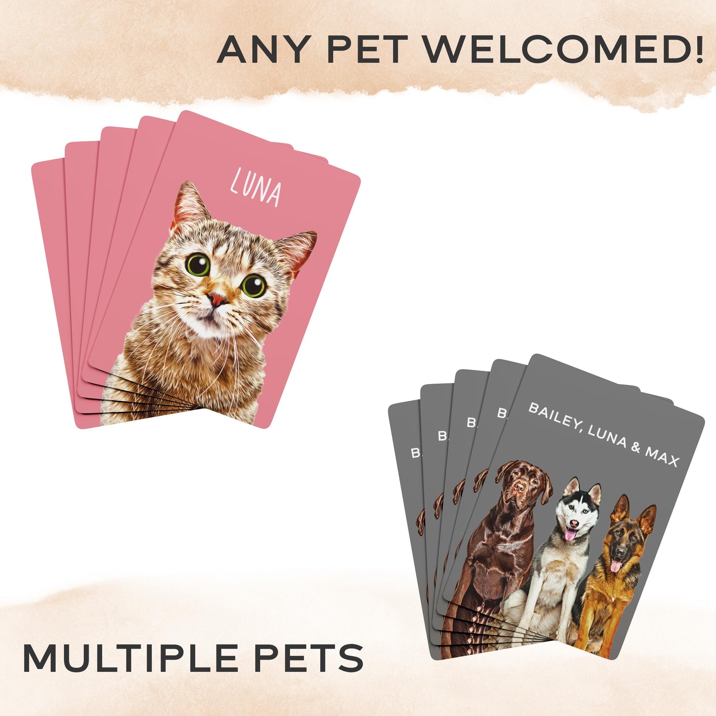 Custom Pet portrait Playing Poker Cards