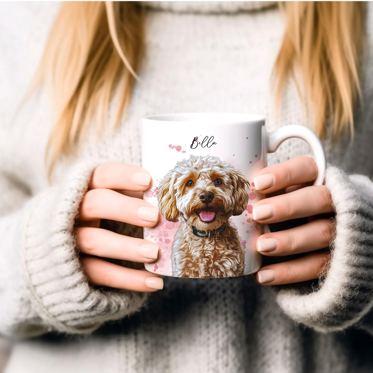 Custom Pet Portrait Mug, Watercolor Dog, 15oz XL Ceramic Mug Gift