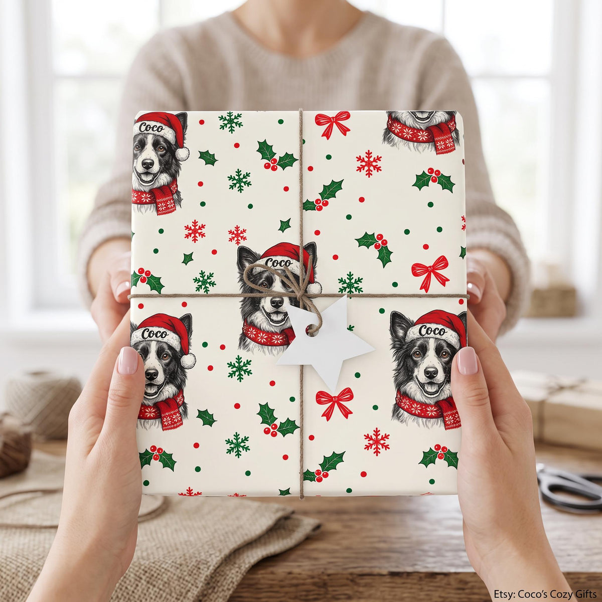Custom Pet Wrapping Paper Personalized Christmas Wrap 30x72 Matte