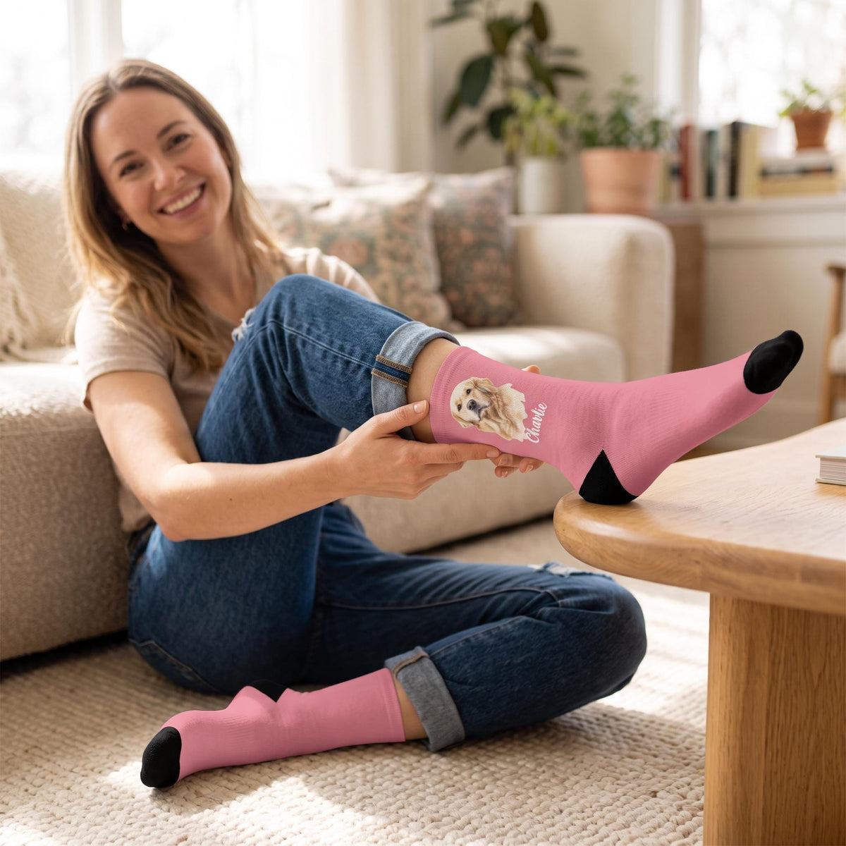 Custom Pet Socks, Personalized Photo Crew Socks, Dog Mom Gift Set
