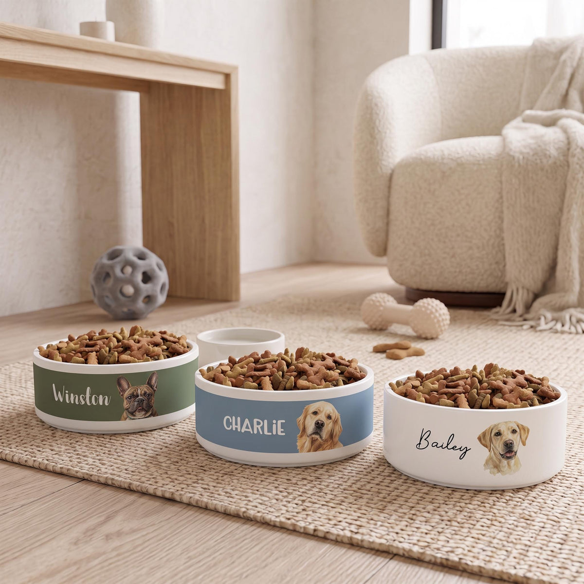Custom Pet Bowl Photo, Ceramic 16oz Personalized Water Bowl Dish.