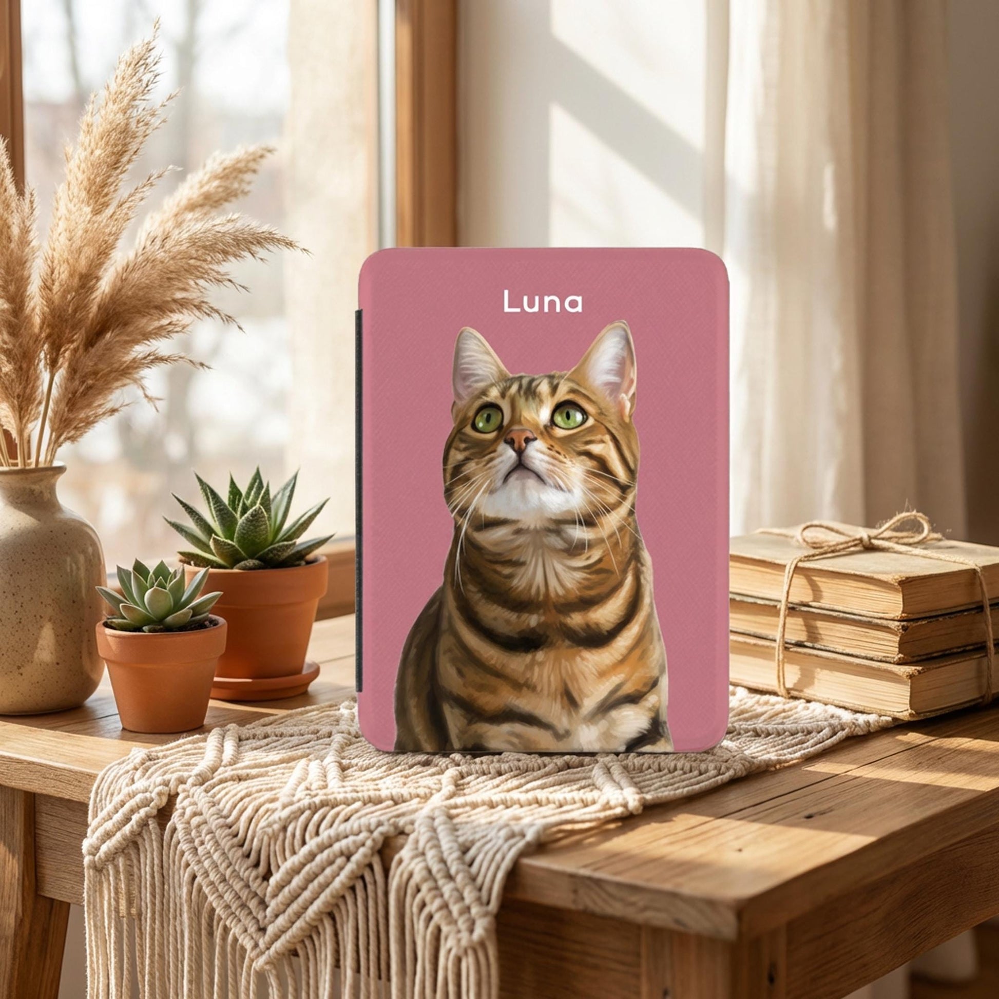 Custom Pet Kindle Case, Custom Dog Photo Kindle Cover Name, Pet Portrait PU leather Kindle Case, Dog Cat Animal Lover gift, mothers day gift