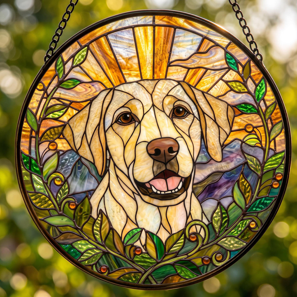 Custom Pet Portrait Suncatcher, Personalized Stained Glass 7.8In!