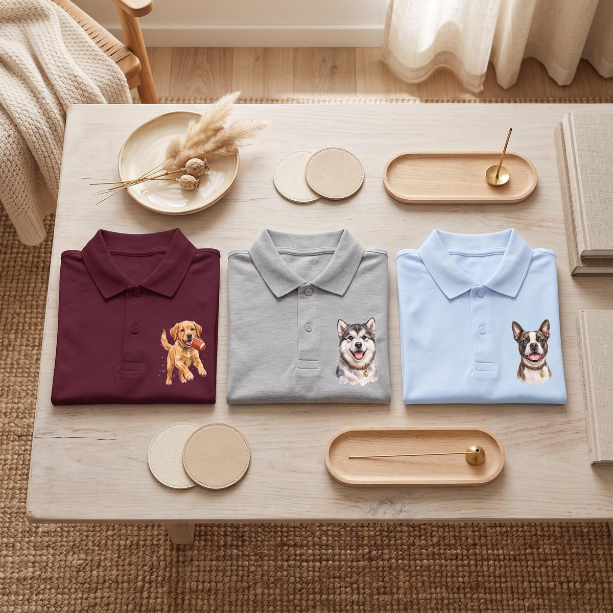 Custom Pet Polo Shirt, Youth DryBlend 6oz XL, Watercolor Portrait