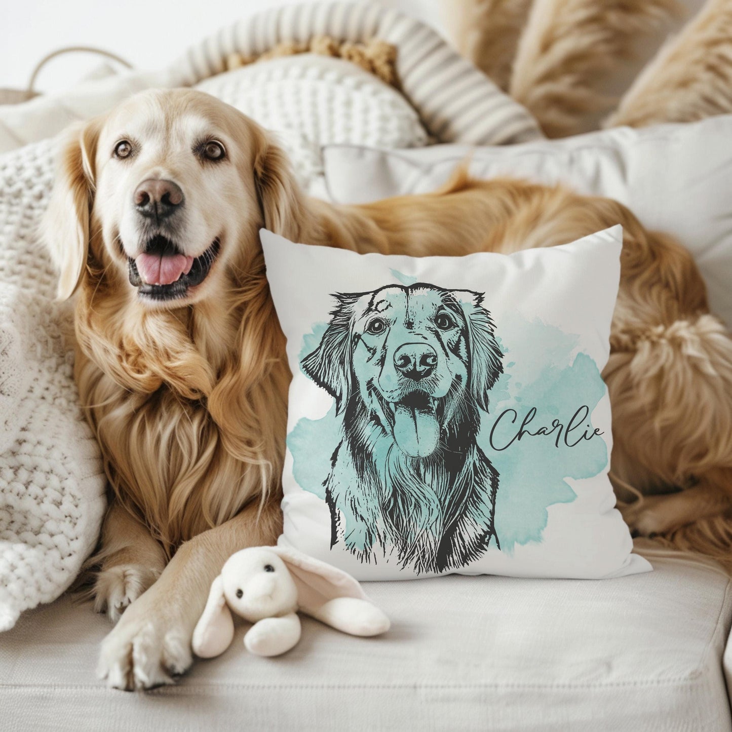 Custom Dog Watercolor Pillow