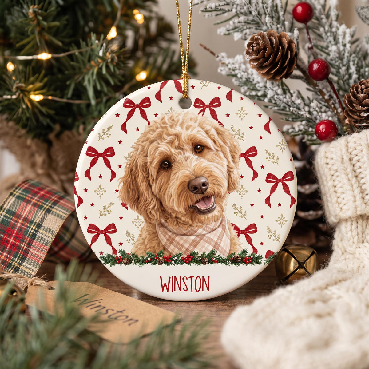 Custom Pet Photo Ornament, Personalized Ceramic Dog Cat Keepsakes