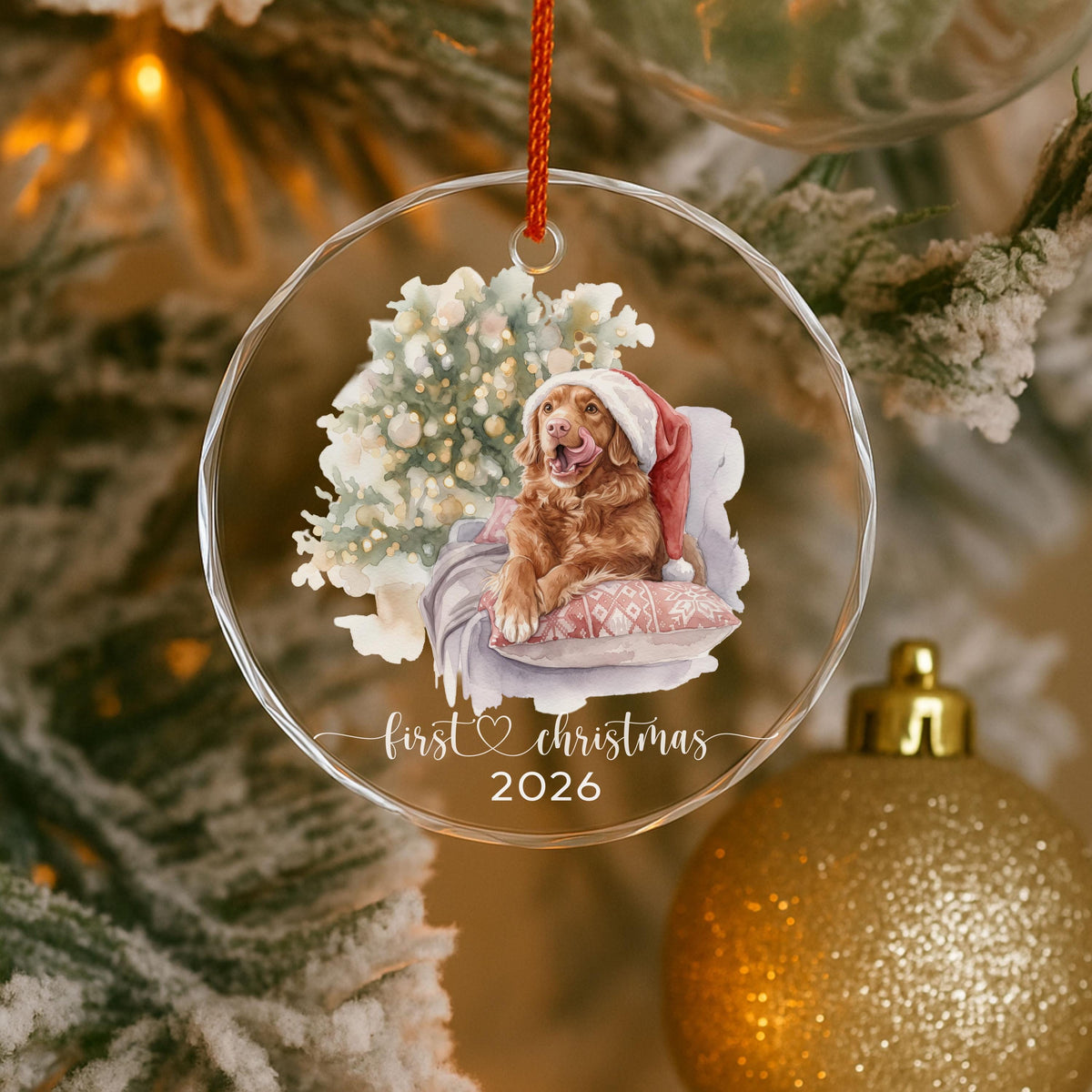 Custom Pet Memorial Ornament', Photo Watercolor Crystal & Ceramic