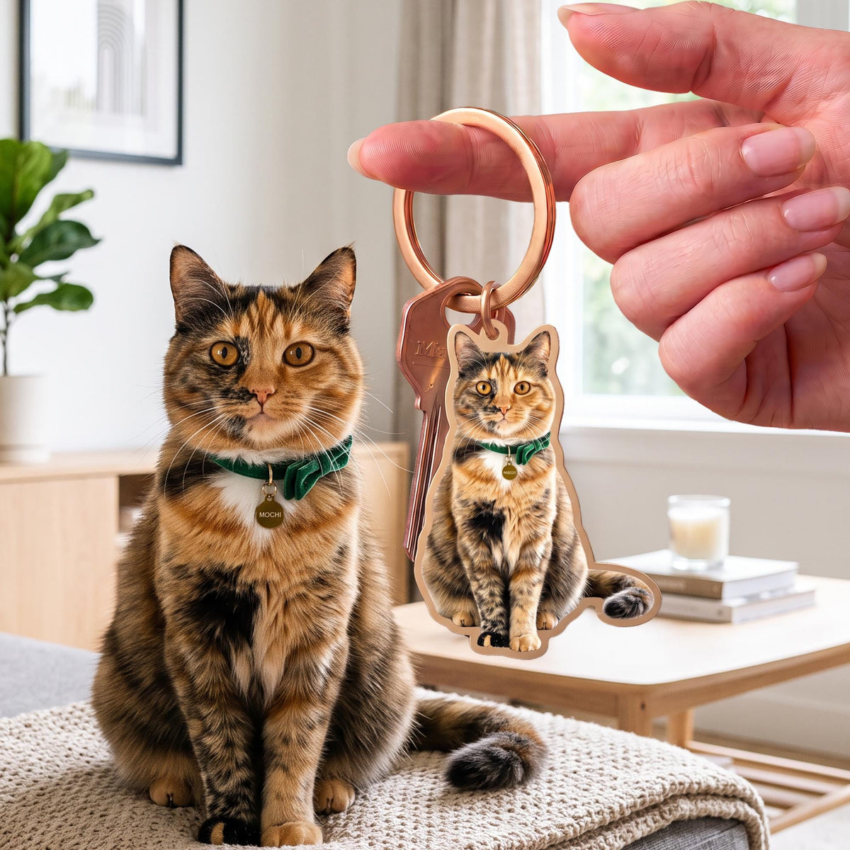 Custom Pet Keychain, Stainless Steel 1" Photo Custom-Cut Keyrings