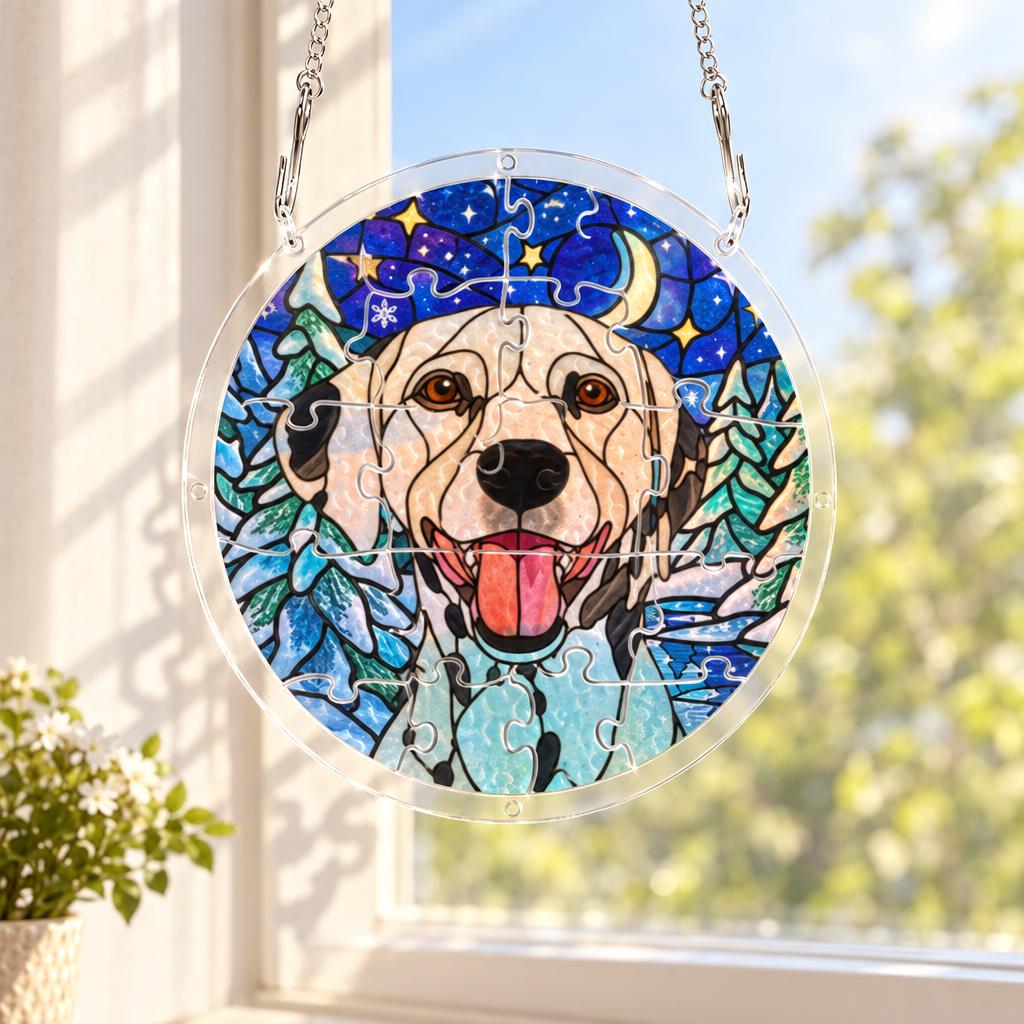 Custom Pet Suncatcher, Acrylic StainedGlass Puzzle Ornament 8.2in