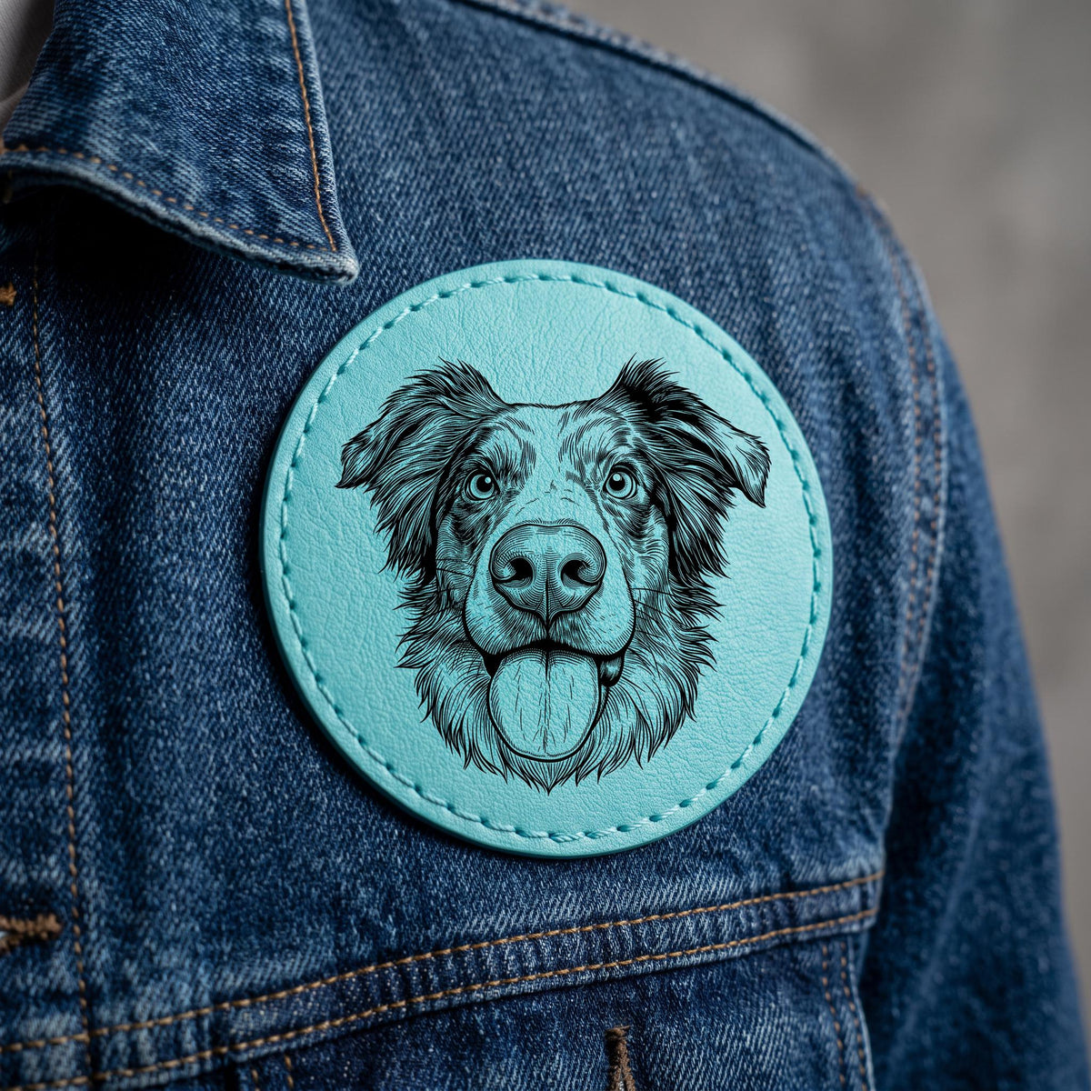 Custom Pet Photo Patch Laser Engraved Faux Leather 0.06" HeatSeal