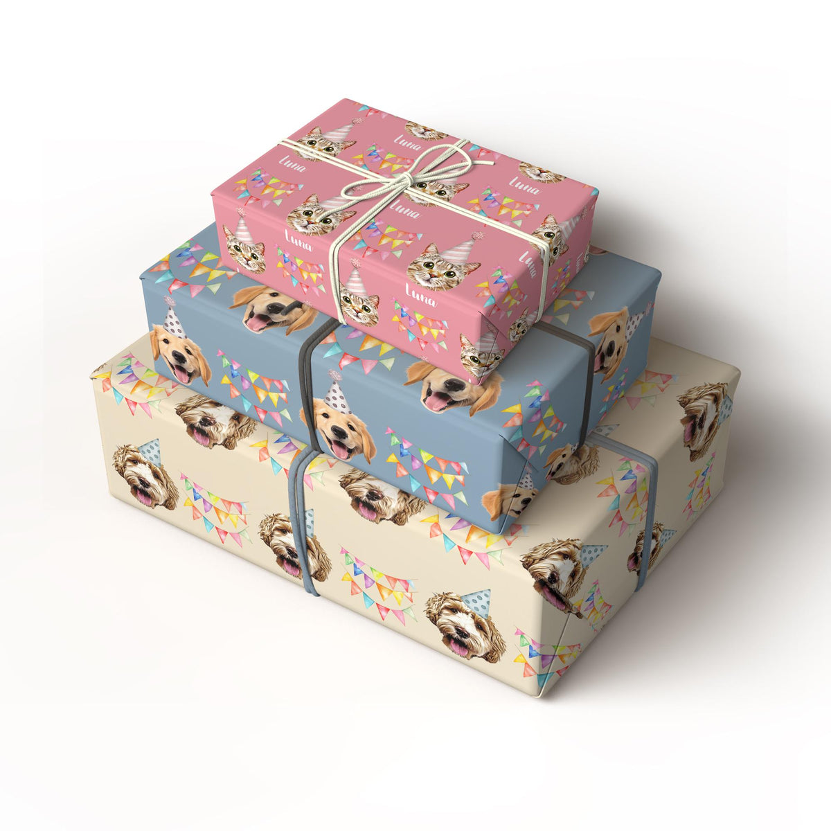 custom pet wrapping paper, Personalized Pet Birthday Wrap 30x36in