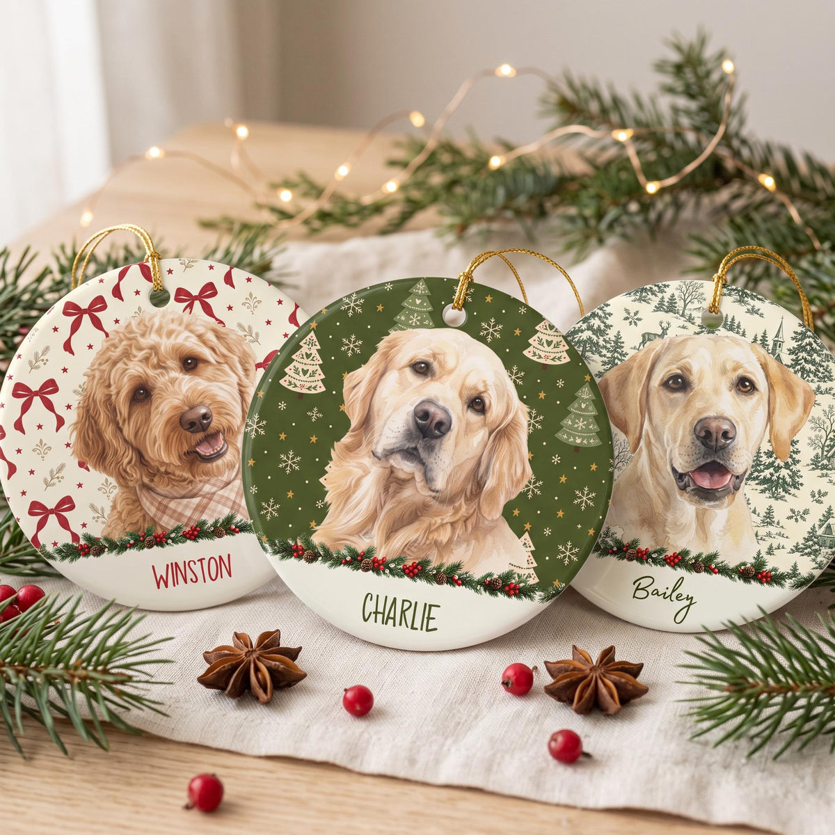 Custom Pet Photo Ornament, Personalized Ceramic Dog Cat Keepsakes