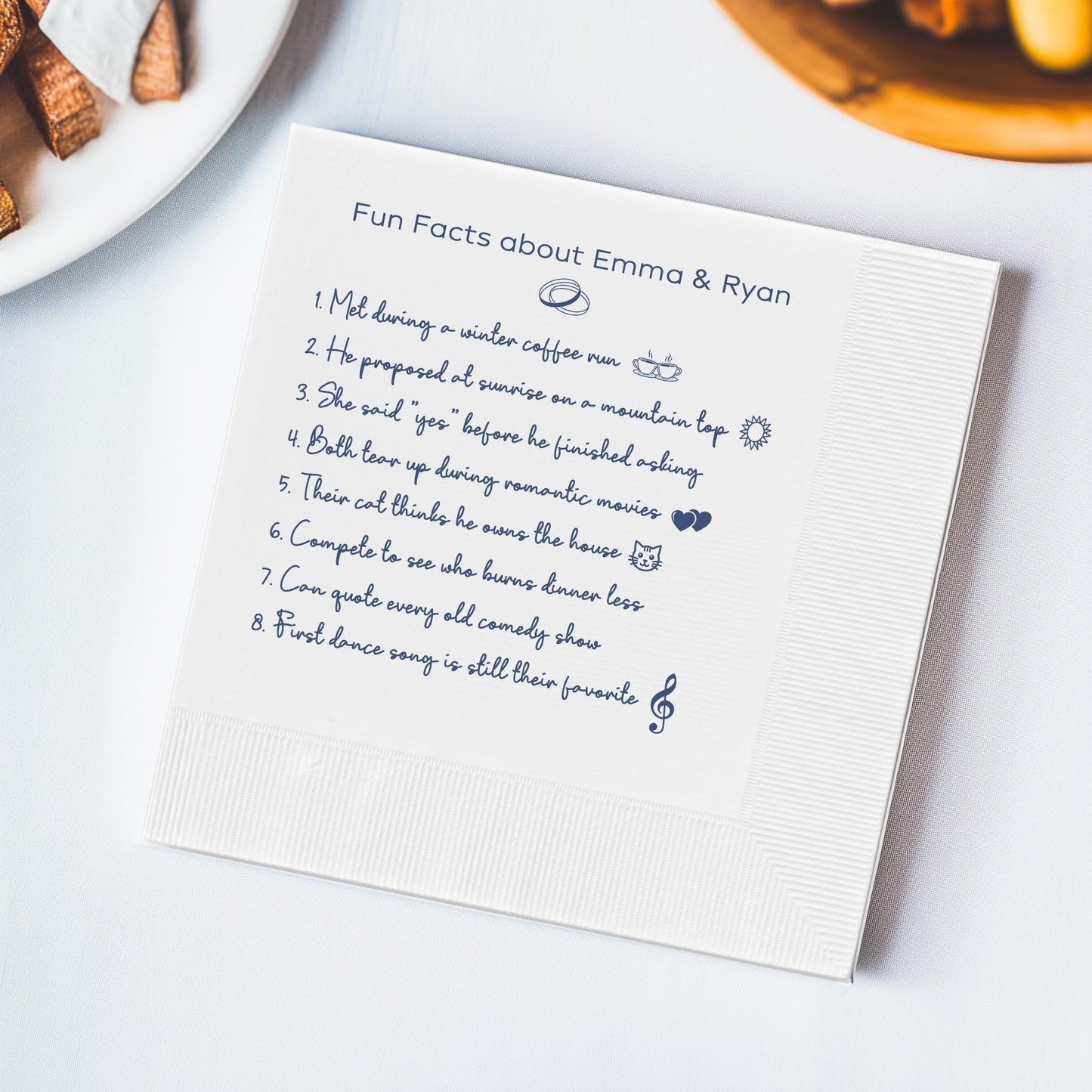 Trivia Fun Facts Custom Bar Napkins for Wedding, Birthdays, Party