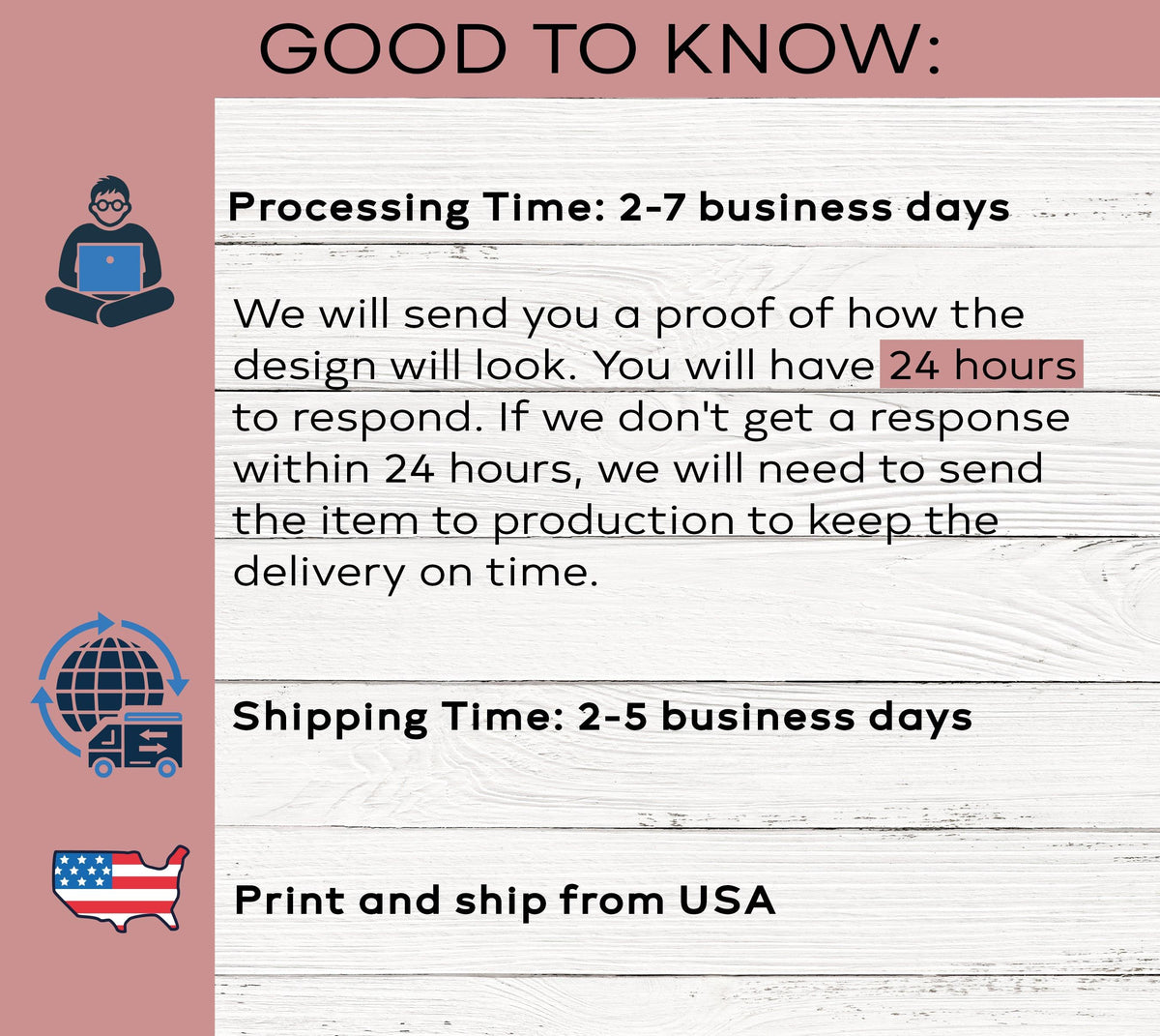 text and icons related to shipping and delivery times. It provides information about the shipping time for the item and the shipping time for the item.