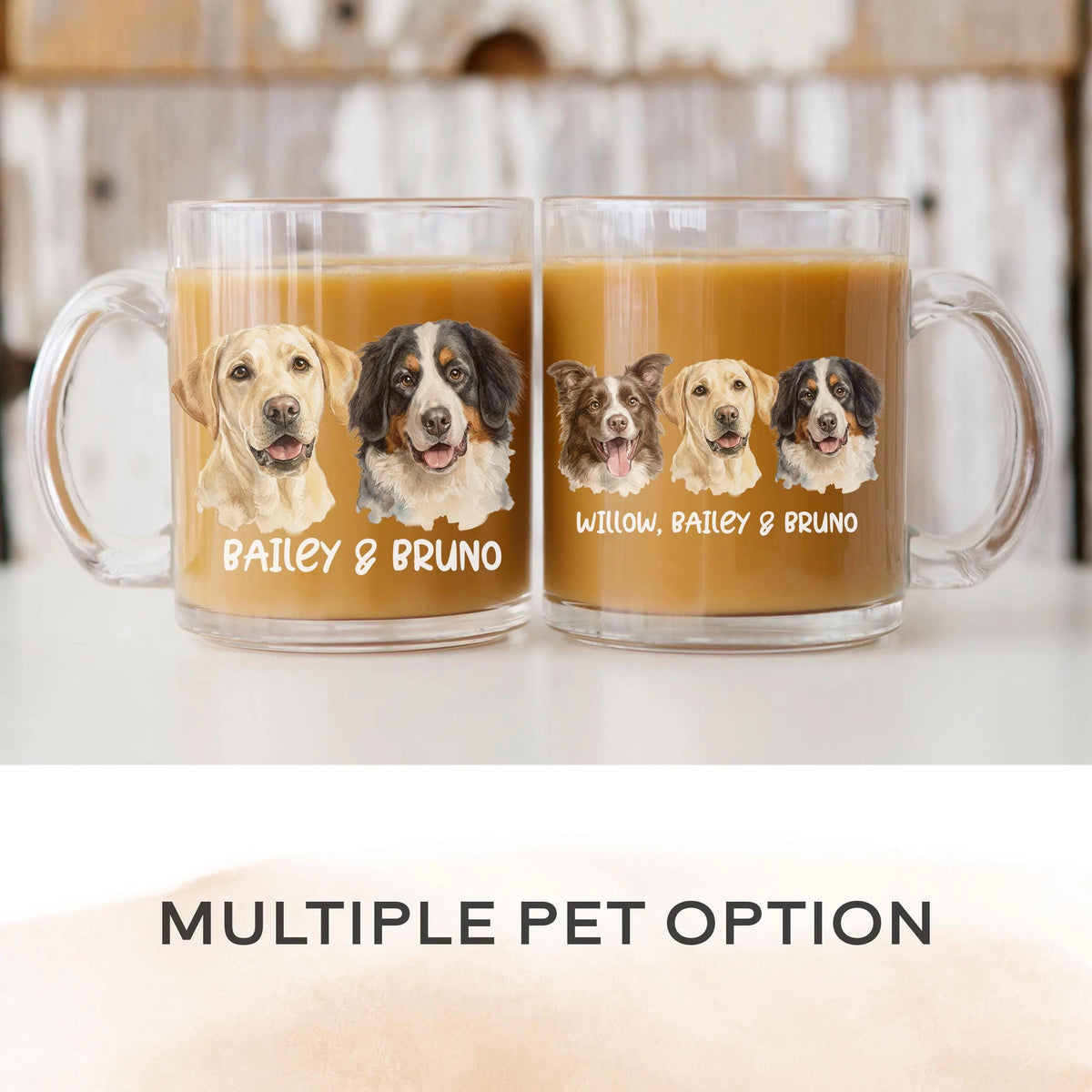 Custom Pet Glass Mug, Personalized 10oz Clear UV Pet Portrait Cup