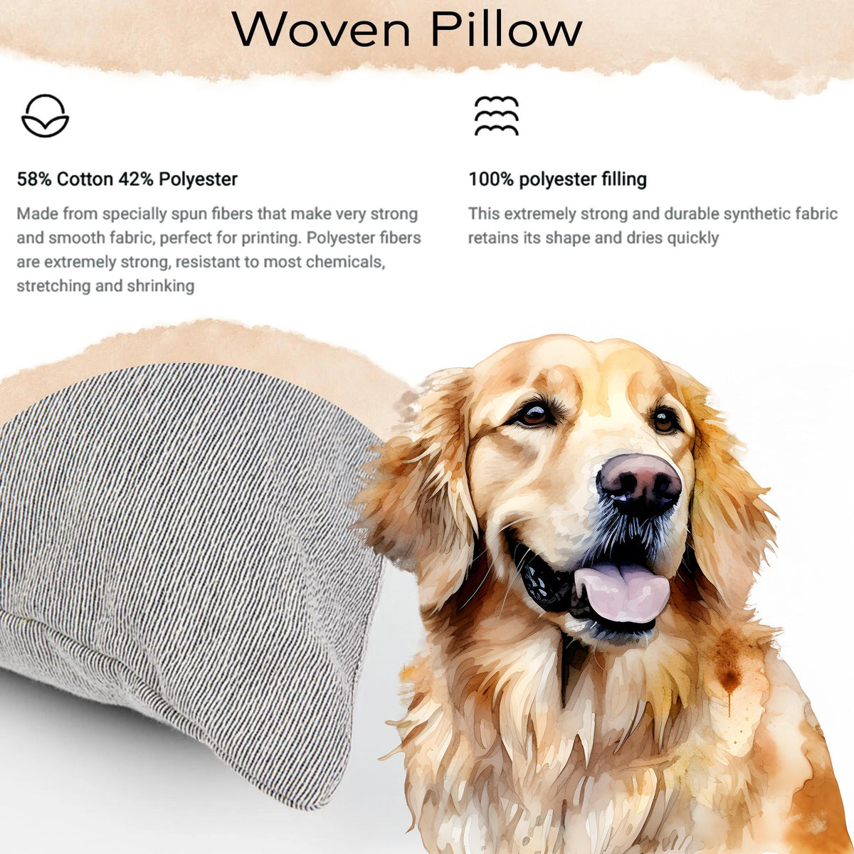 Custom Pet Photo Pillow, Woven Dog Portrait 17x18-Heirloom Decor.