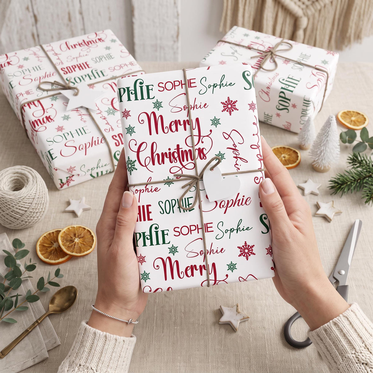 Personalized Wrapping Paper, Collage Name Custom Gift Wrap 30x36.