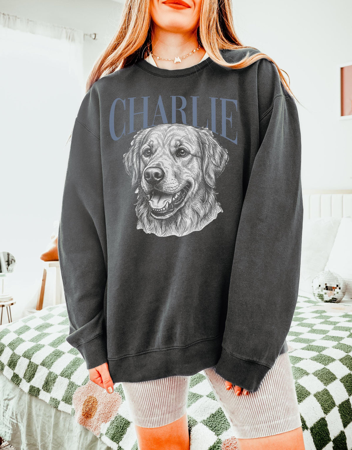 Custom Pet Portrait Sweatshirt, Retro Photo Crewneck, Comfort Co.