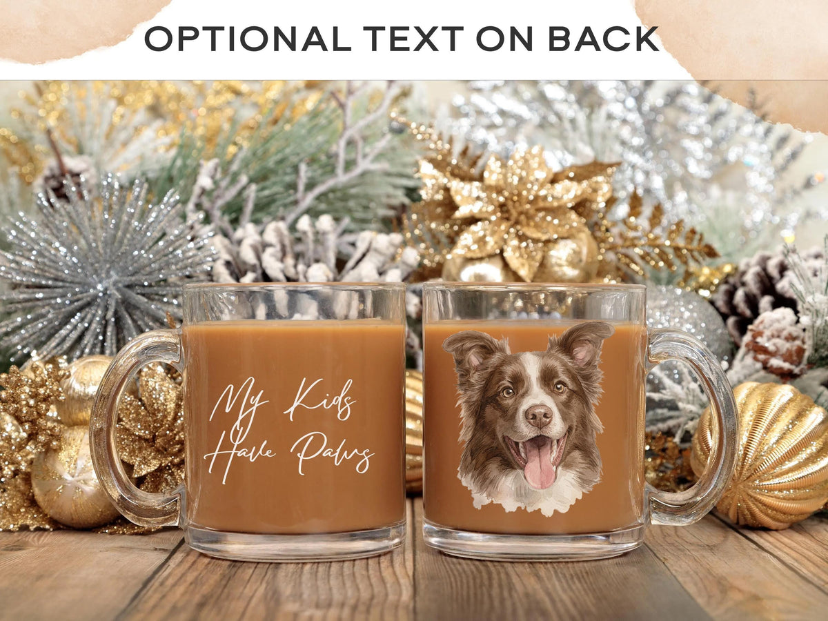Custom Pet Glass Mug, Personalized 10oz Clear UV Pet Portrait Cup