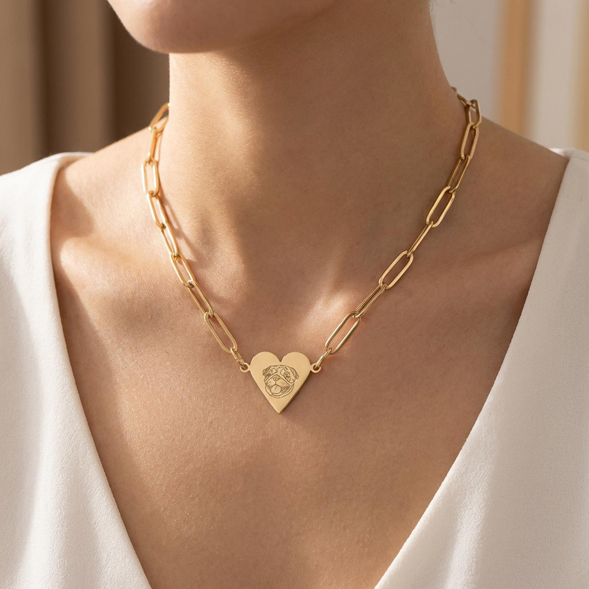 Custom Pet Photo Jewelry, 18K Gold Heart Charm Necklace, Bracelet