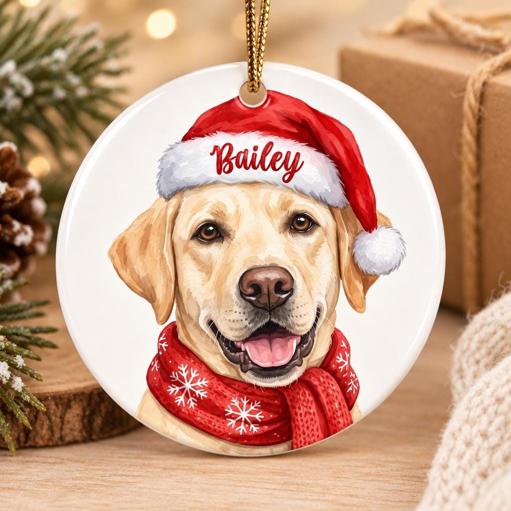 Custom Photo Pet Ornament, Ceramic Round, Personalized Gift Small