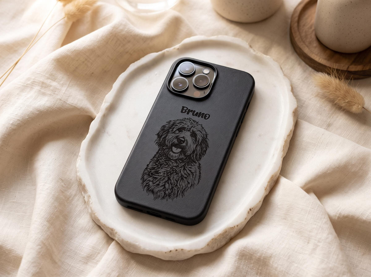 Custom Pet Engraved Phone Case, Personalized Dog Cat Portrait Cover Trendy iPhone case, Custom Pet Phone Case, Pet Loss gifts for dog lovers