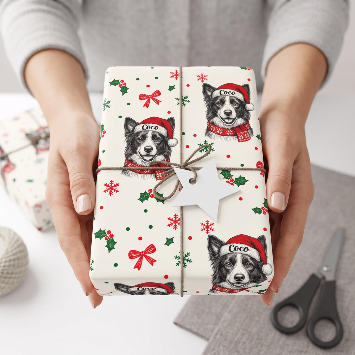 Custom Pet Wrapping Paper, Personalized Dog & Cat Christmas 30x72