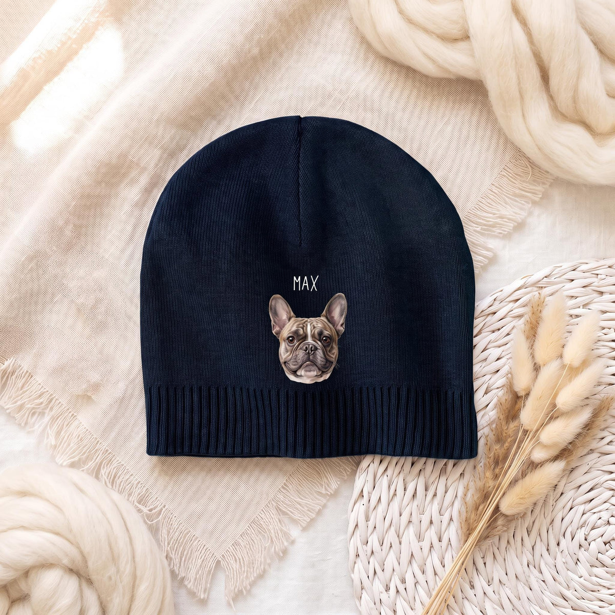 Custom Pet Beanie, Personalized Photo Dog Portrait Hat, Cozy Gift