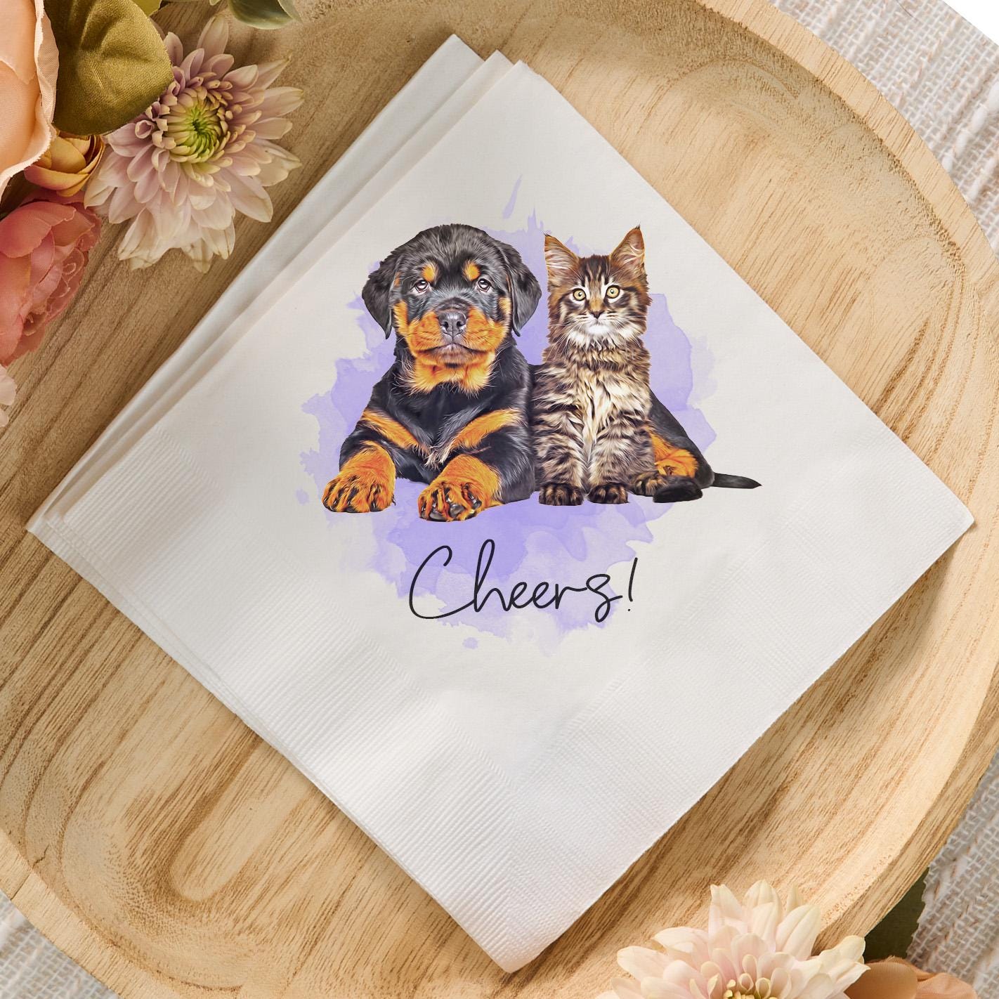 Custom Pet Cocktail Napkins watercolor