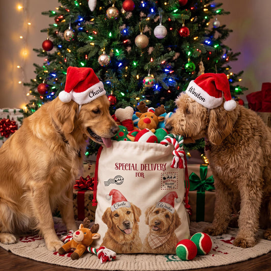 Custom Pet Christmas Sack', Watercolor Santa Bag, 19.7x26in Small