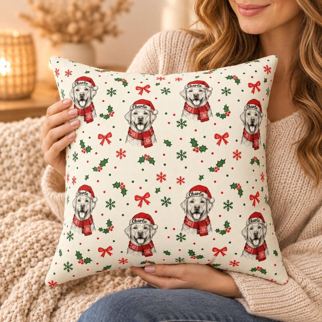 Custom Pet Photo Pillow, Personalized Dog Portrait, 16x16in Cover