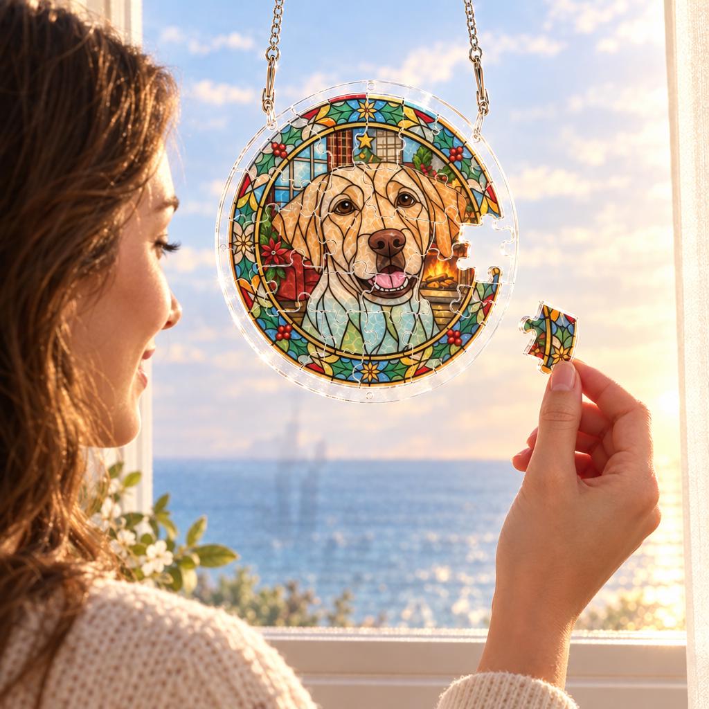 Custom Pet Suncatcher, Acrylic StainedGlass Puzzle Ornament 8.2in