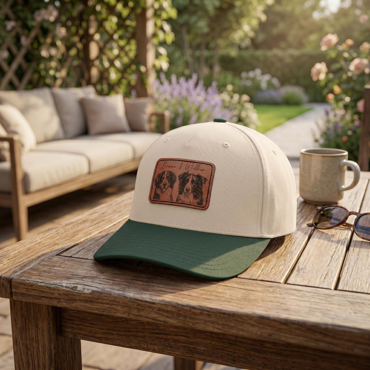 Custom Pet Portrait Hat' Leather PU Patch Watercolor Dog Art Caps