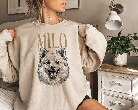 Custom Pet Portrait Sweatshirt, Retro Vintage Dog & Cat Crewnecks