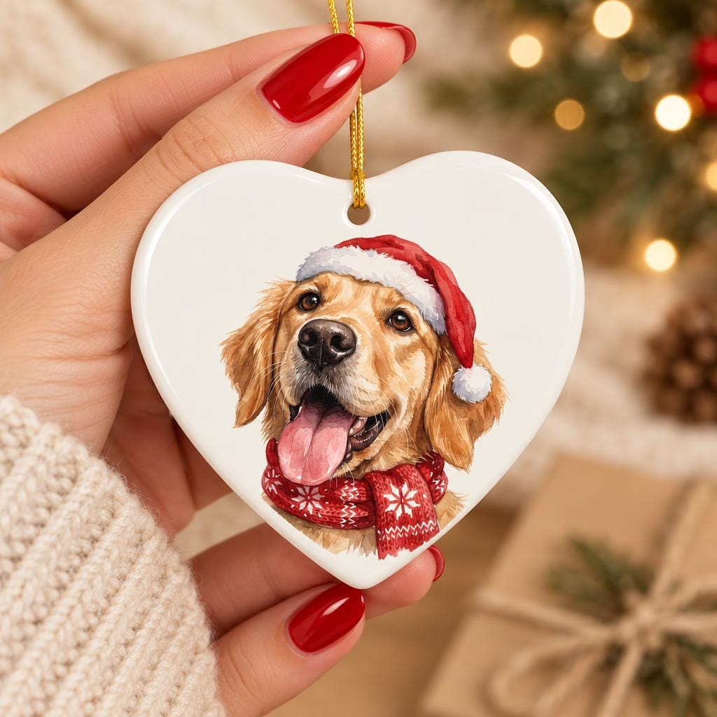 Custom Pet Photo Ornament, Personalized Ceramic Photo Memorial To