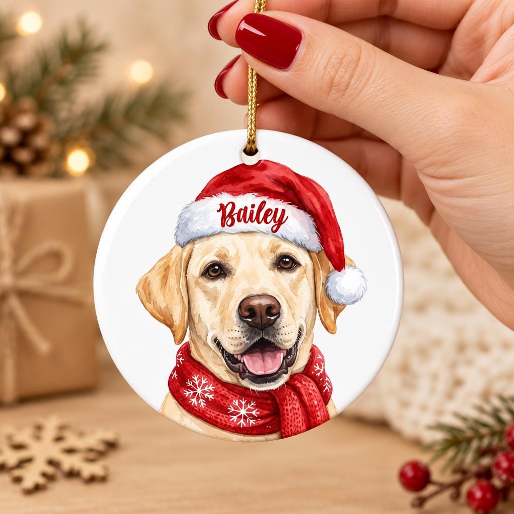 Custom Pet Photo Ornament, Personalized Ceramic Photo Memorial To