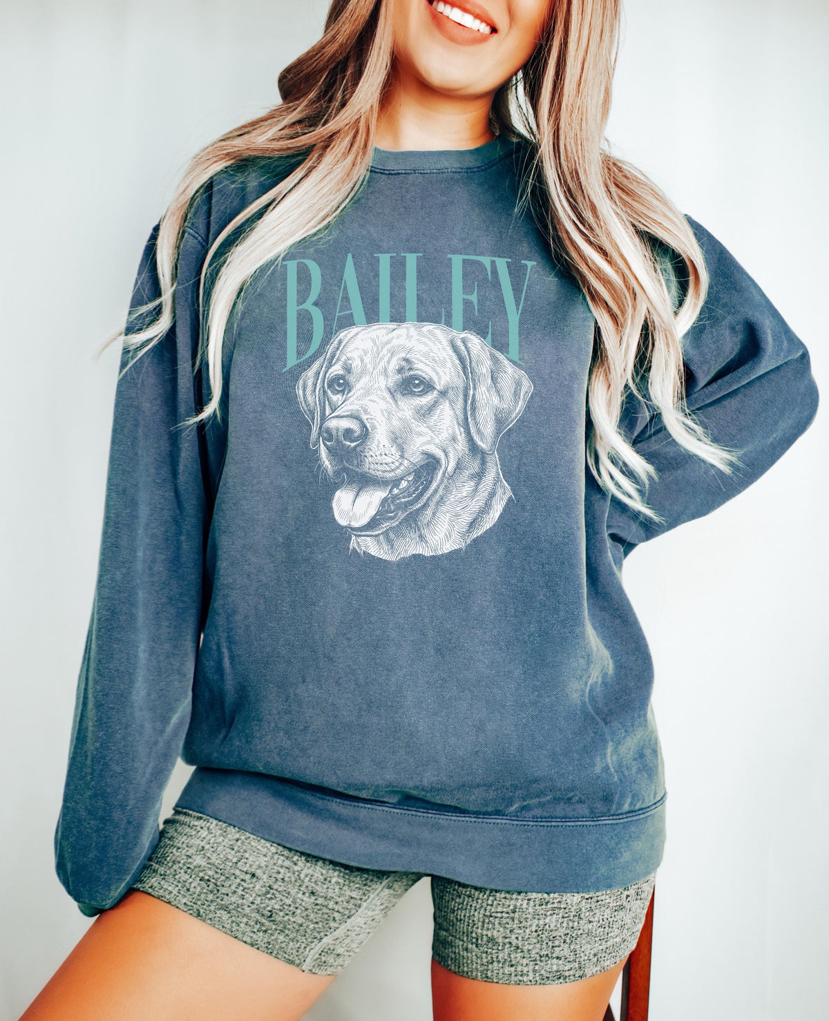 Custom Pet Portrait Sweatshirt, Retro Photo Crewneck, Comfort Co.