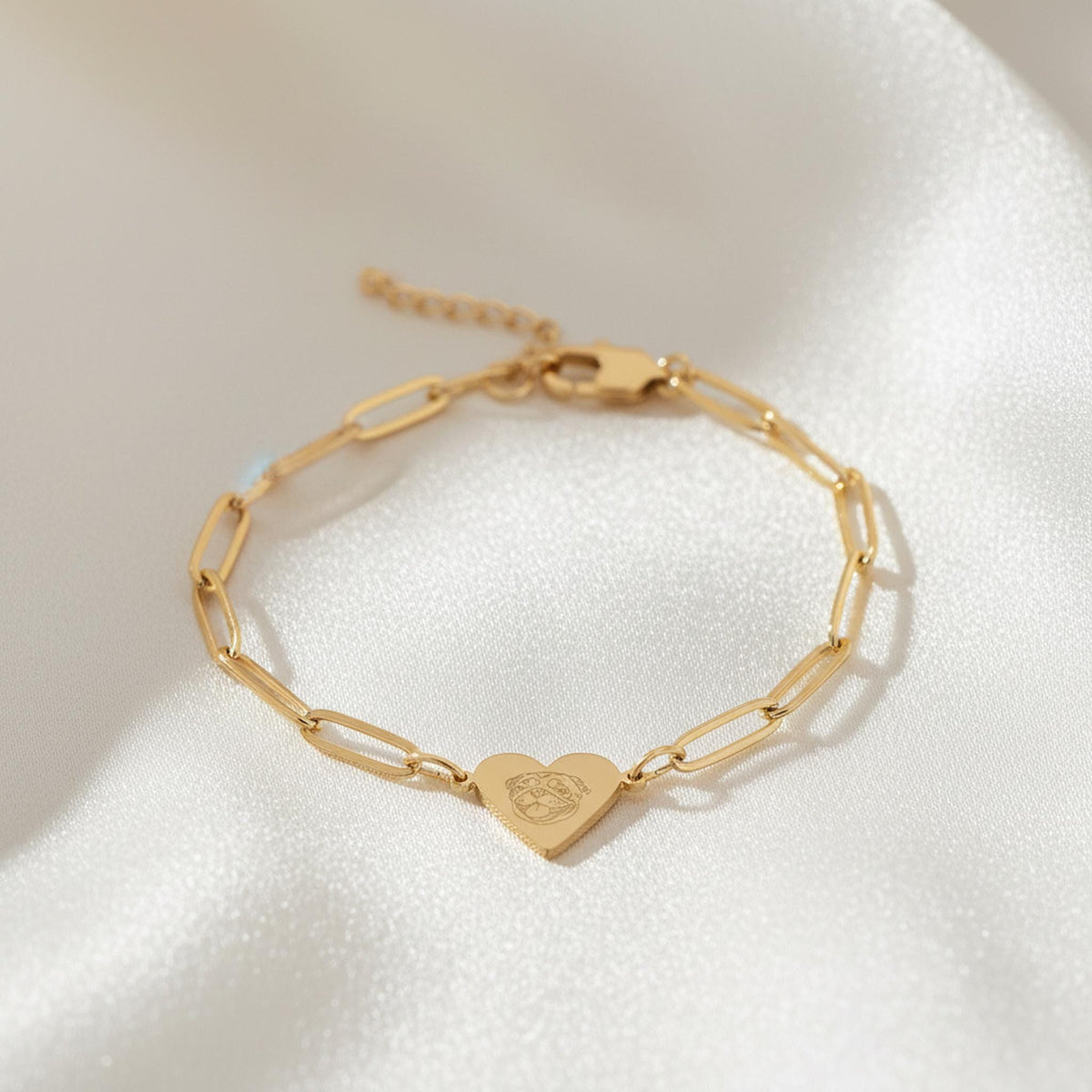 Custom Pet Portrait Necklace, Engraved Heart Photo Pendant 18K-SS