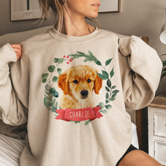 Pet Christmas sweater with wreath