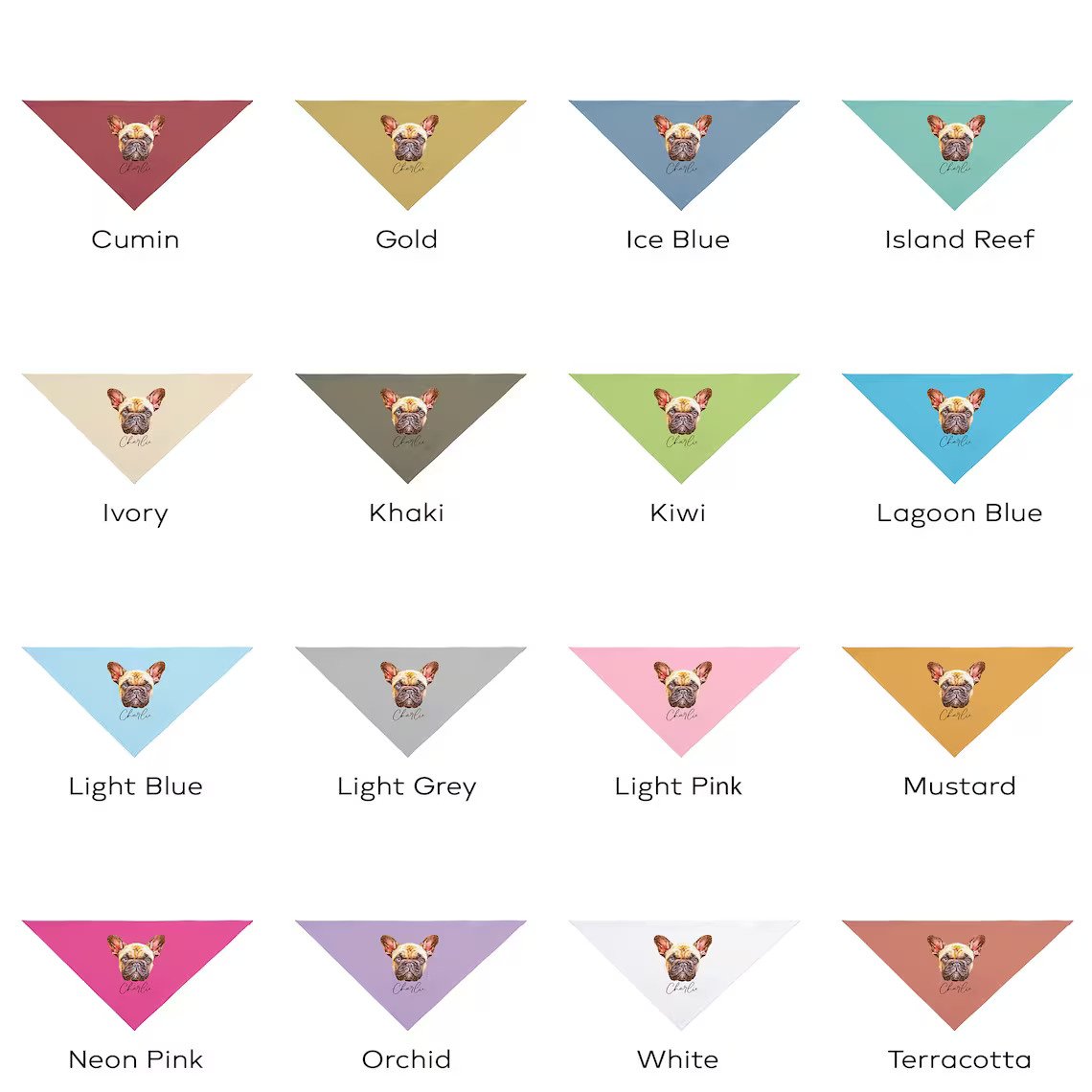 Custom Dog Face Bandana with name